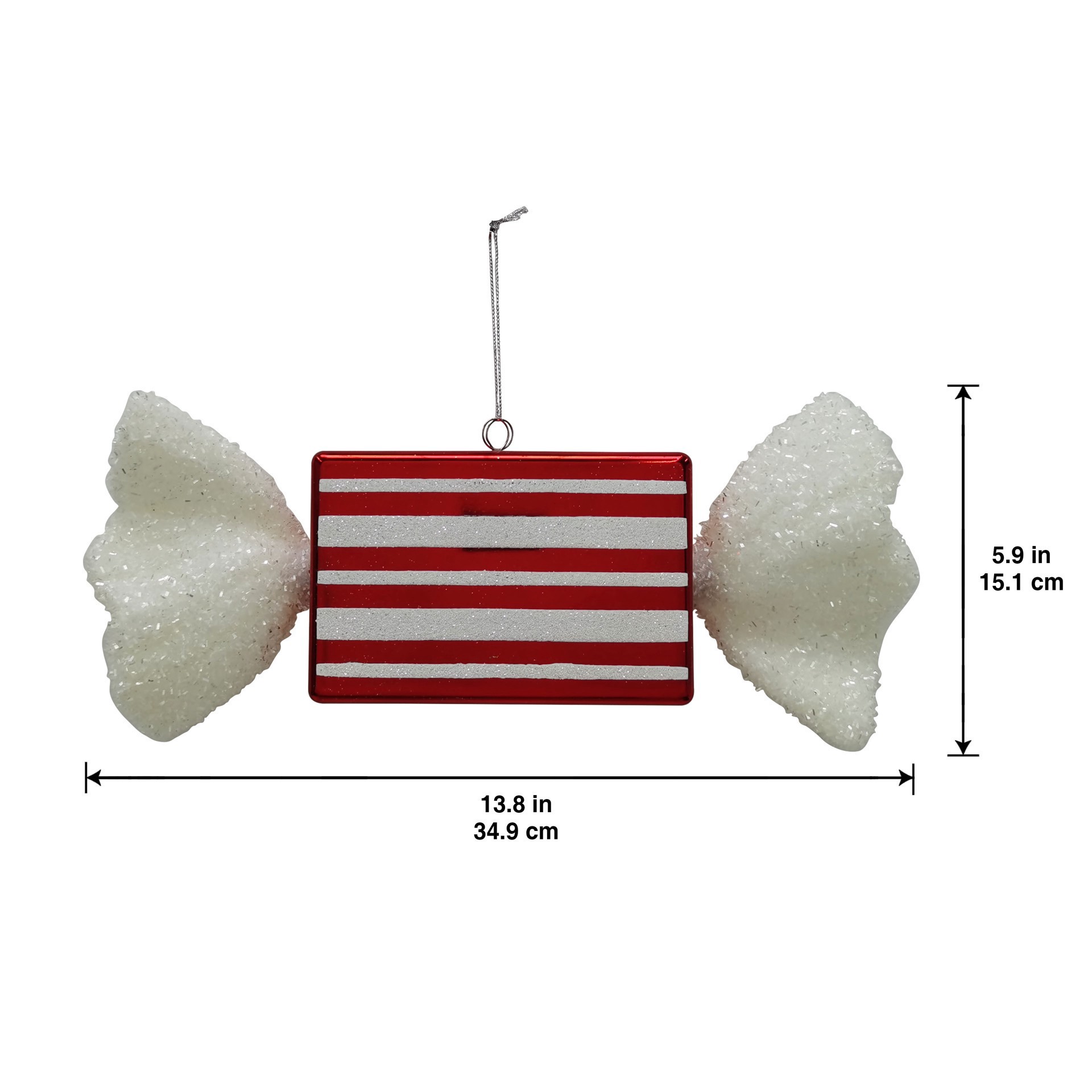 slide 2 of 3, 13.25" Red & White Glitter Jumbo Peppermint Stripes Candy Ornament By Ashland, 13.25 in x 2.75 in x 5.75 in
