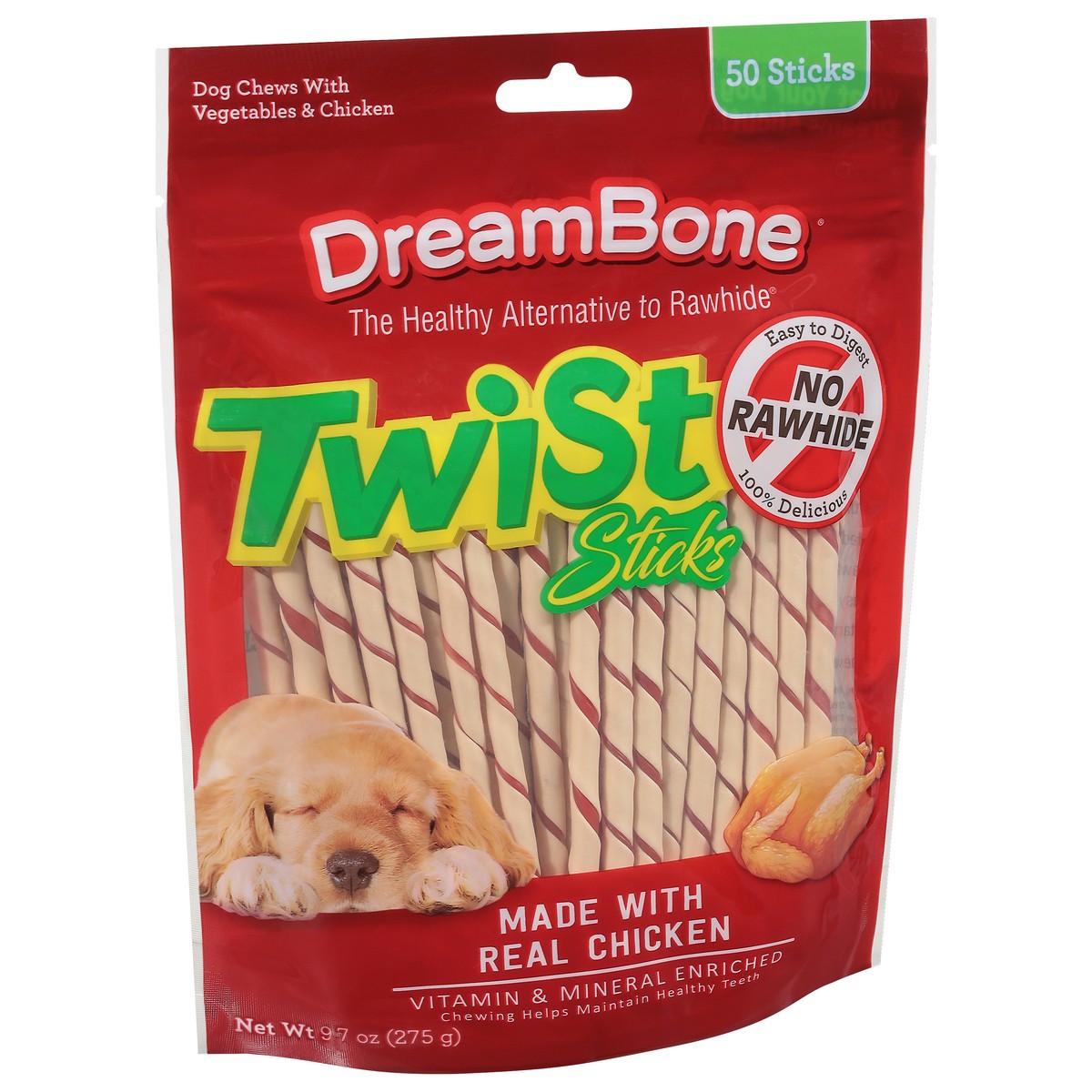 slide 5 of 9, DreamBone Twist Sticks With Real Chicken Dog Treats, 50 ct