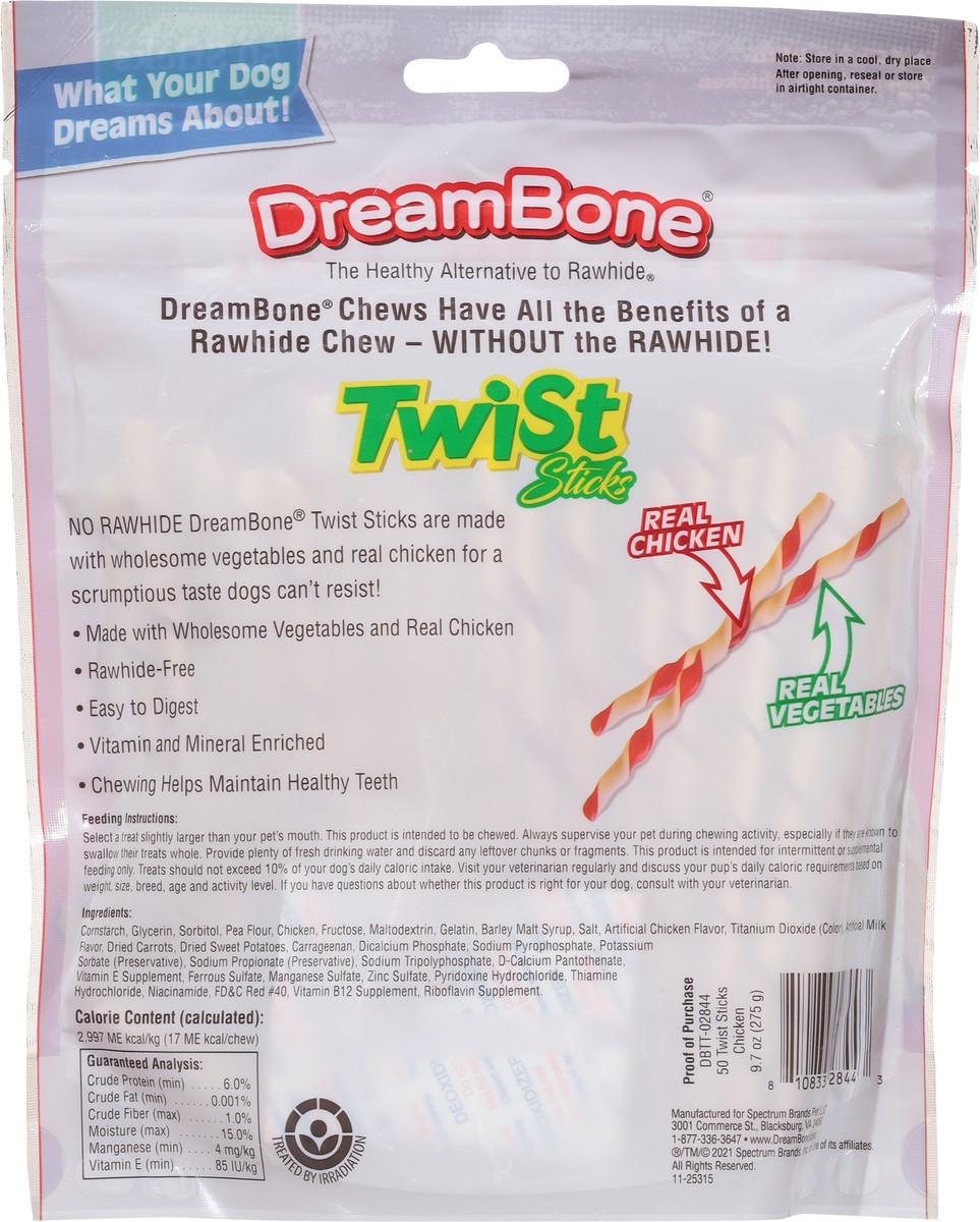 slide 7 of 9, DreamBone Twist Sticks With Real Chicken Dog Treats, 50 ct