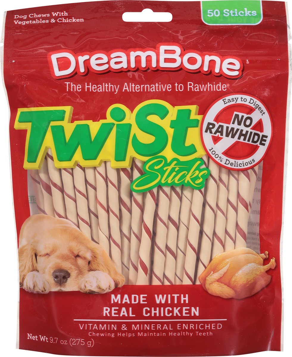 slide 9 of 9, DreamBone Twist Sticks With Real Chicken Dog Treats, 50 ct