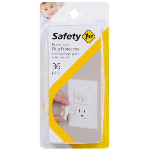 slide 1 of 4, Safety 1ˢᵗ Press Tab Plug Protectors (36pk), White, 0.40 lb