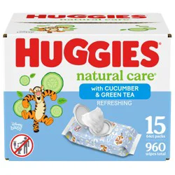 Huggies Natural Care Refreshing Baby Wipes, Scented, 15 Flip-Top Packs (960 Wipes Total)