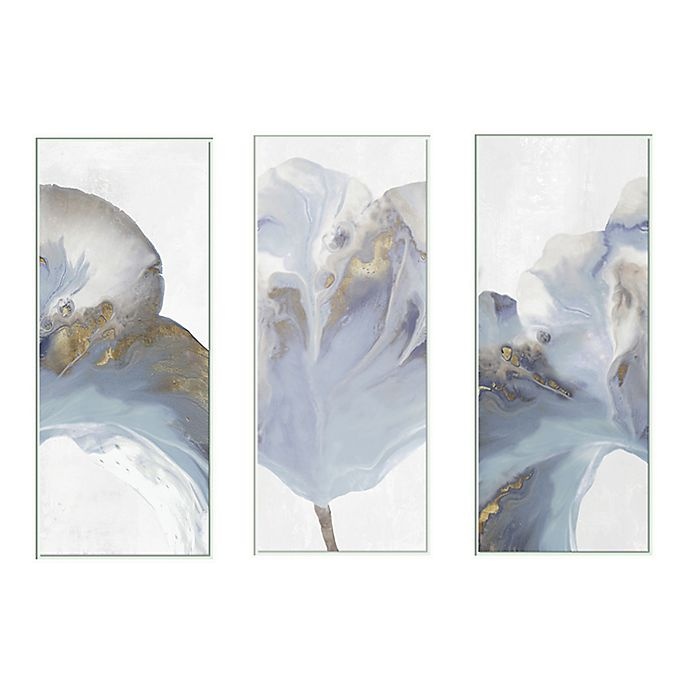 slide 1 of 4, Boston Warehouse Trading Co. Floral Framed Canvas Wall Art - Blue, 3 ct