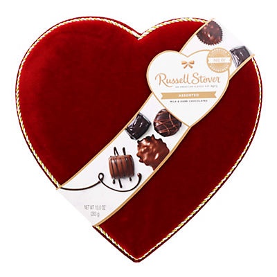 slide 1 of 1, Russell Stover Assorted Chocolates Red Velvet Heart Shape Valentine Gift Box, 10 oz