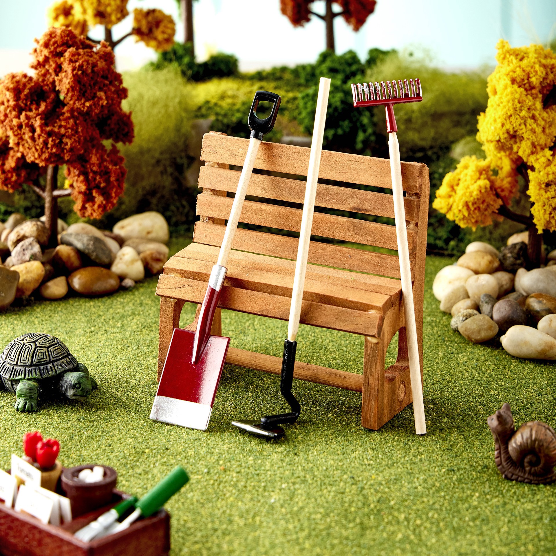 slide 3 of 3, Miniatures Garden Rake Hoe Shovel By Make Market, 4 in