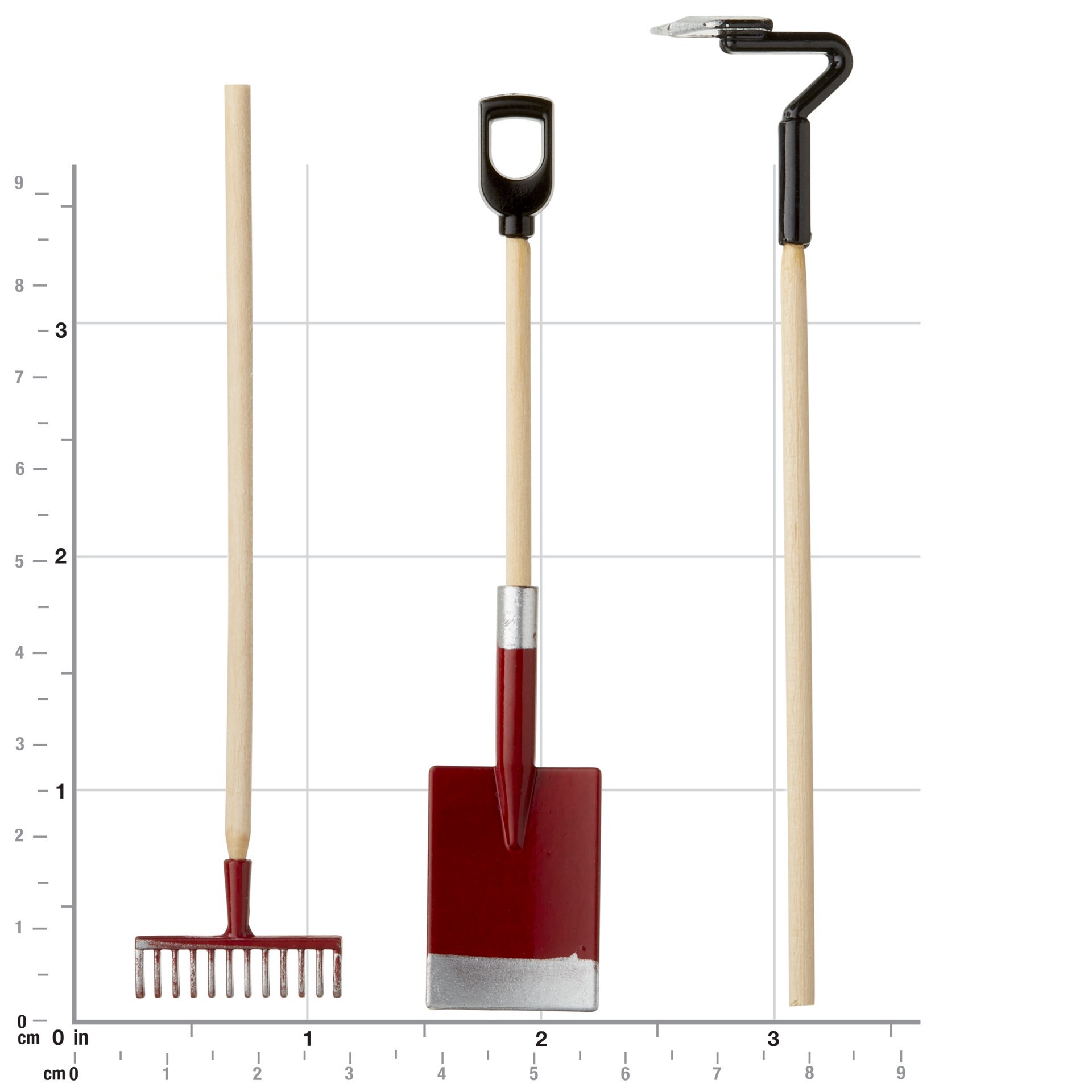 slide 2 of 3, Miniatures Garden Rake Hoe Shovel By Make Market, 4 in
