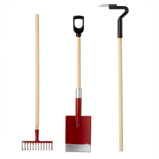 slide 1 of 3, Miniatures Garden Rake Hoe Shovel By Make Market, 4 in