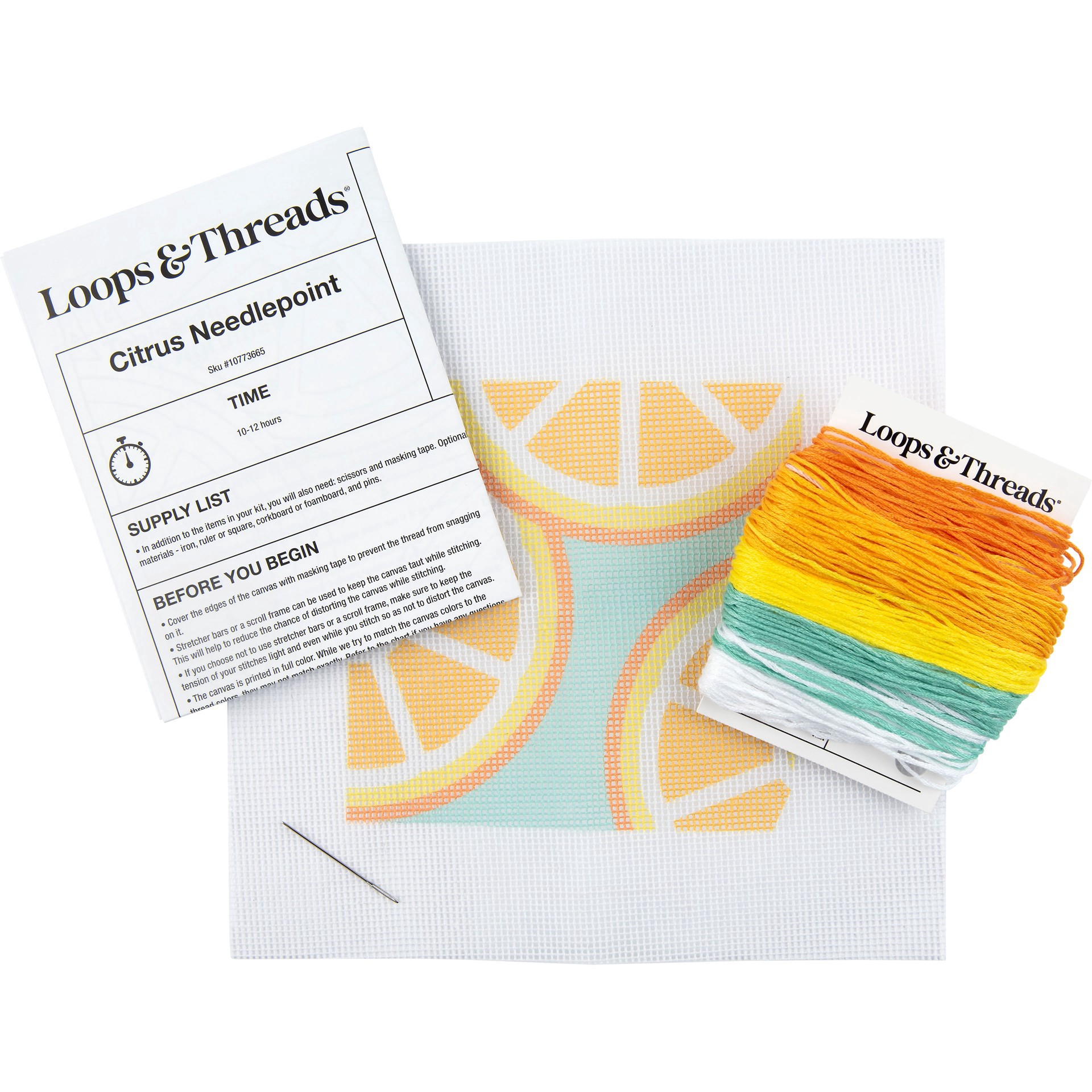 slide 4 of 4, 5" X 5" Citrus Needlepoint Kit By Loops & Threads, 5 in x 5 in