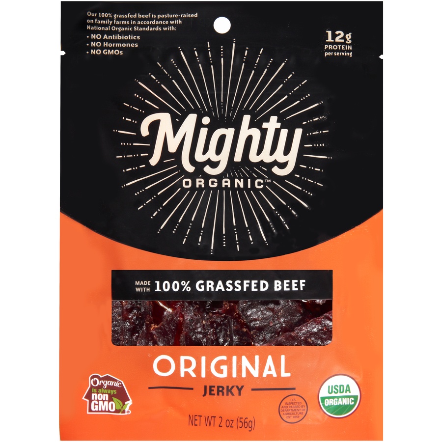 slide 1 of 6, Mighty Organic Organic Valley Original Beef Jerky, 2 oz