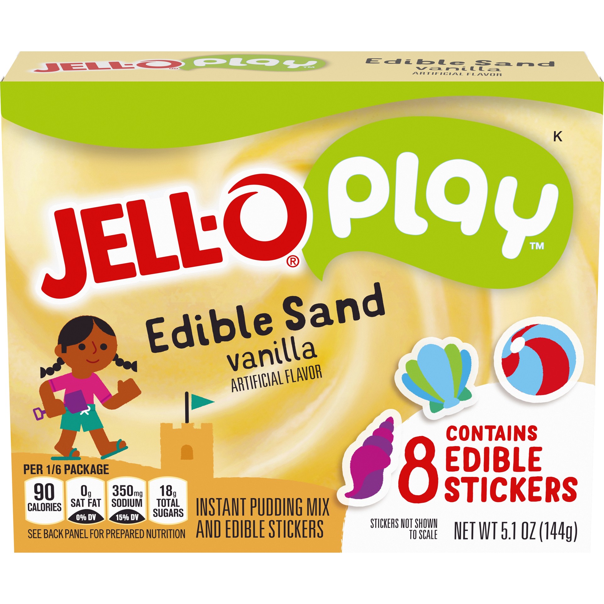 slide 3 of 10, Jell-O Play Edible Sand Vanilla Instant Pudding Mix & Edible Stickers Kit, 5.1 oz