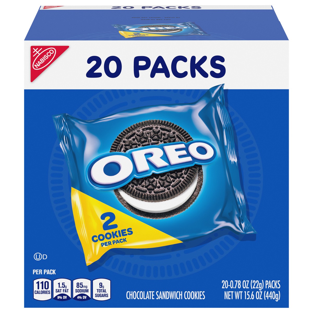 slide 1 of 9, OREO Chocolate Sandwich Cookies, 20 Snack Packs (2 Cookies Per Pack) - 15.6 oz, 15.6 oz