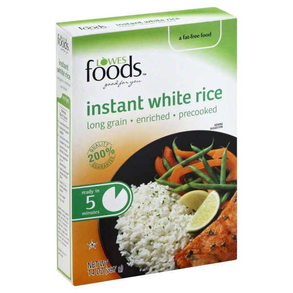 slide 1 of 1, Lowes Foods Instant White Rice, 14 oz