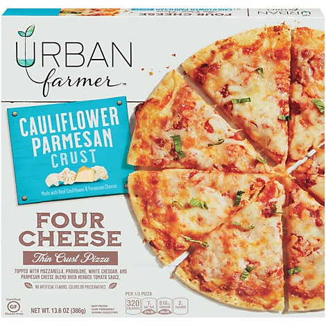 slide 1 of 1, Urban Farmer Pizza Four Cheese Cauliflower Parmesan Crust Frozen, 13.6 oz