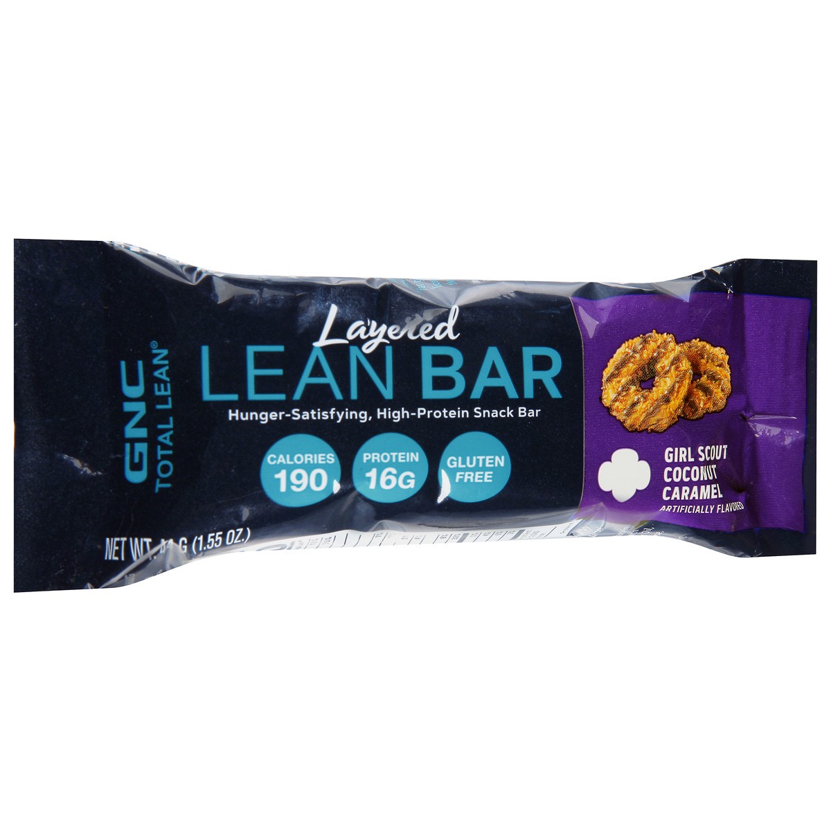 slide 2 of 9, GNC Total Lean Layered Girl Scout Coconut Caramel Lean Bar 1.55 oz, 1.55 oz