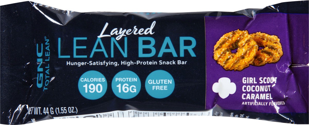 slide 9 of 9, GNC Total Lean Layered Girl Scout Coconut Caramel Lean Bar 1.55 oz, 1.55 oz