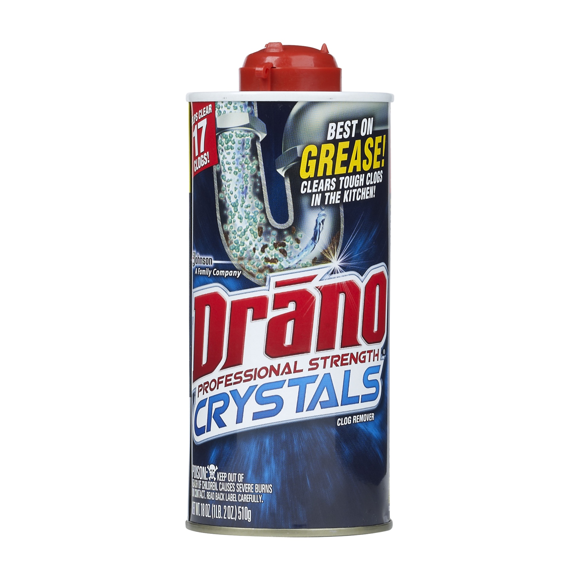 slide 1 of 1, Drano Professional Strength Crystals Clog Remover Bottle, 18 oz