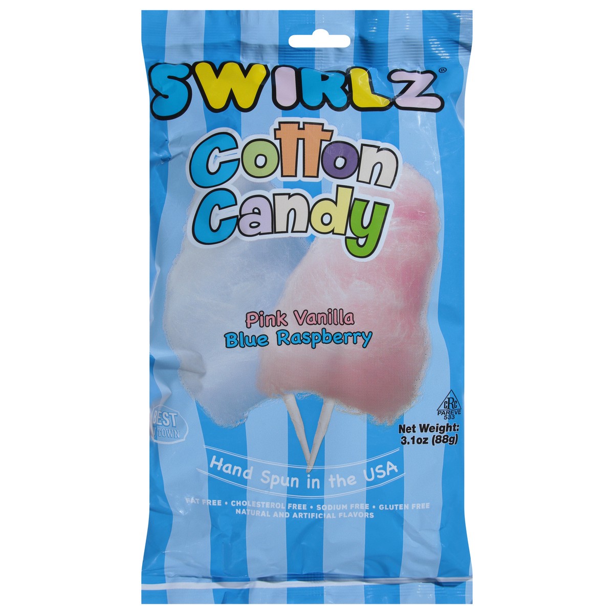 slide 1 of 13, Swirlz Pink Vanilla Blue Raspberry Cotton Candy 3.1 oz, 3.1 oz