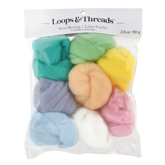 slide 1 of 3, 8 Color Wool Roving Set By Loops & Threads, 2.8 oz