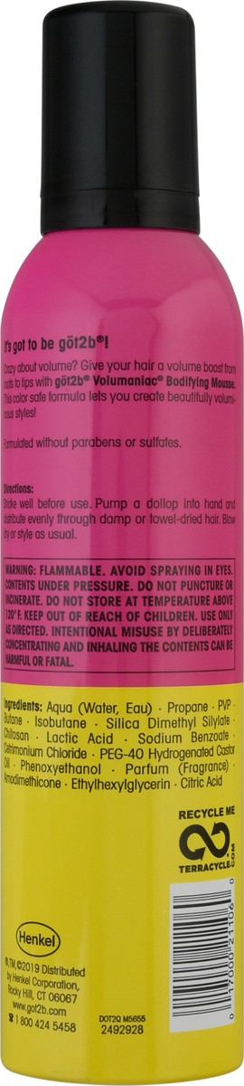 slide 9 of 10, göt2b Volumaniac Bodifying Mousse 8 oz, 8 oz