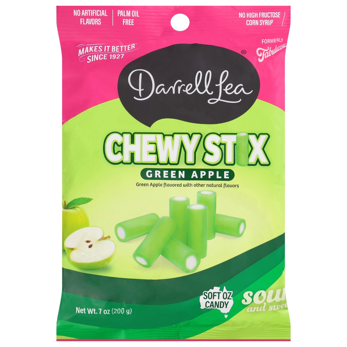 slide 1 of 9, Darrell Lea Green Apple Chewy Stix 7 oz, 7 oz