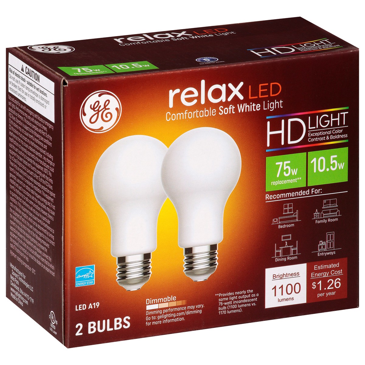 slide 2 of 12, GE Relax 10.5 Watts LED Soft White Light Bulbs, 2 ct