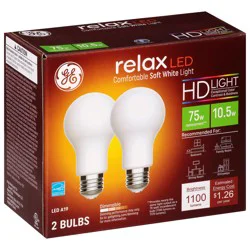 GE Relax 2 Pack 10.5 Watts LED Soft White Light Bulbs 2 ea