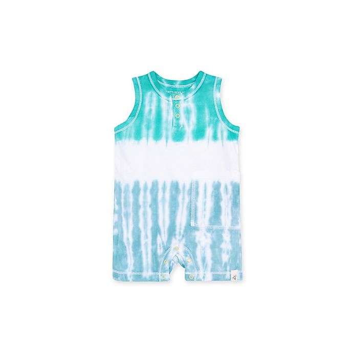 slide 1 of 2, Burt's Bees Baby Tri Dip Dye Sleeveless Henley Romper - Green, 1 ct; 0-3 M