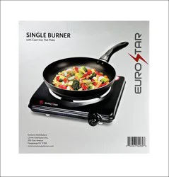 Eurostar Single Hot Plate Burner, Black, 1000W