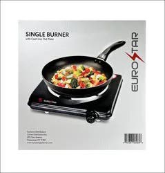 Eurostar Single Hot Plate Burner, Black, 1000W