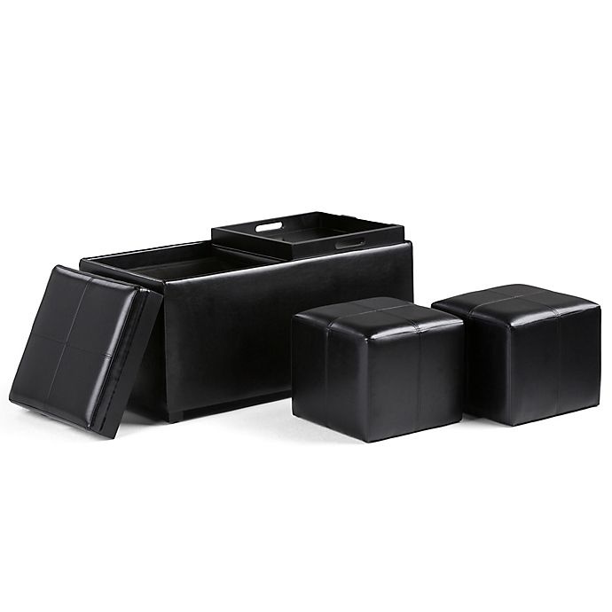 slide 1 of 5, Simpli Home Avalon Storage Ottoman - Black, 5 ct