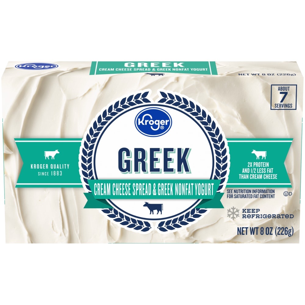 slide 1 of 1, Kroger Greek Cream Cheese Spread With Greek Nonfat Yogurt, 8 oz