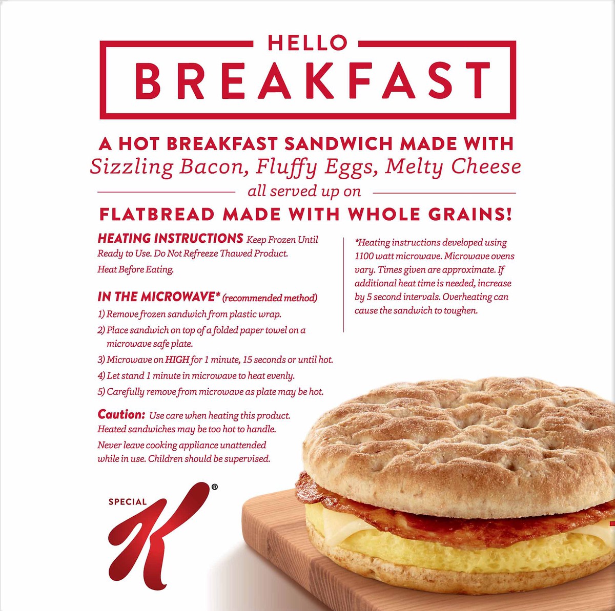 slide 8 of 8, Special K Kellogg's Special K Bacon Egg & Cheese Flatbread Breakfast Sandwich, 4 ct; 13.4 oz