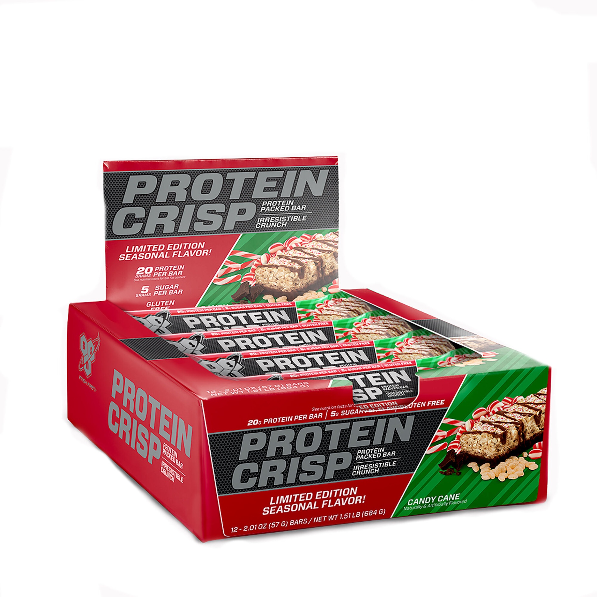 slide 1 of 1, BSN Protein Crisp - Candy Cane, 12 ct