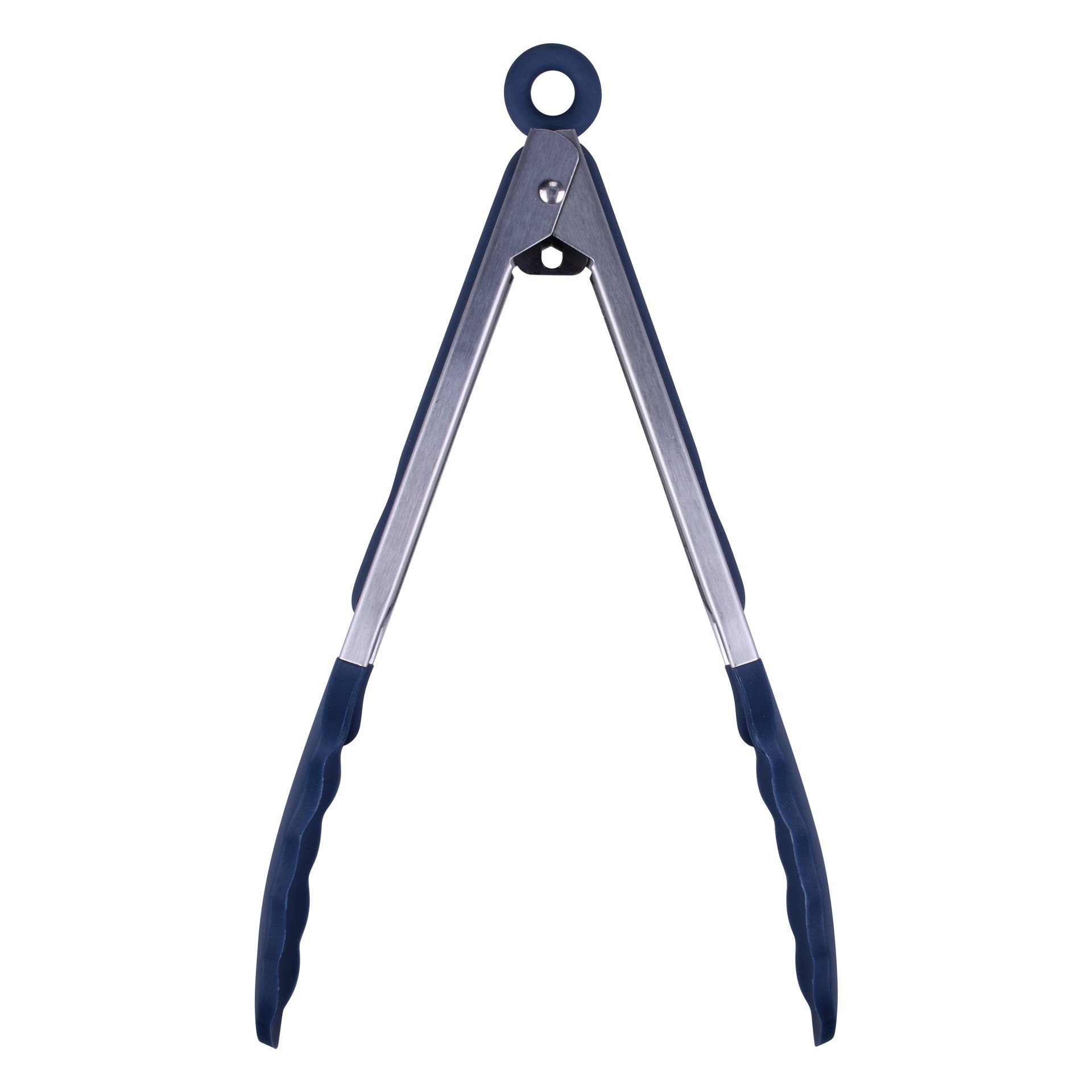 slide 2 of 3, 9" Navy Stainless Steel Silicone Tong By Makery, 9 in