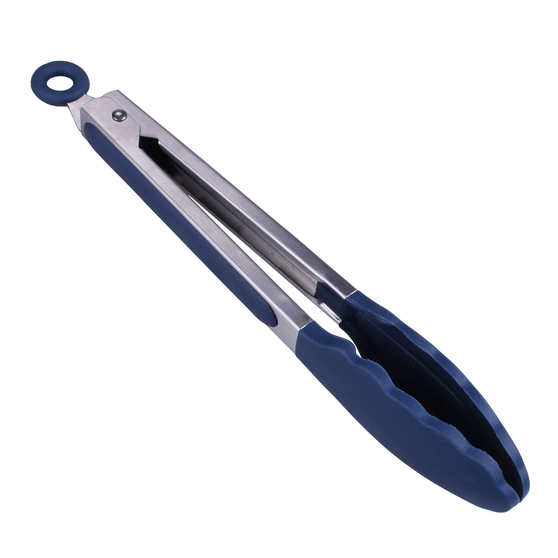 slide 3 of 3, 9" Navy Stainless Steel Silicone Tong By Makery, 9 in