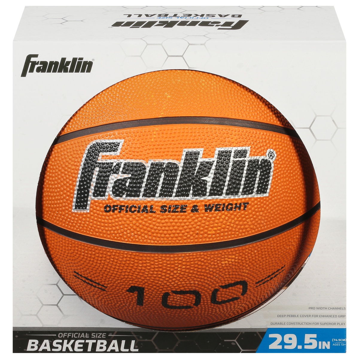 slide 1 of 1, Franklin Sports Official Size Grip Rite 100 29.5" Basketball, 29.5 in