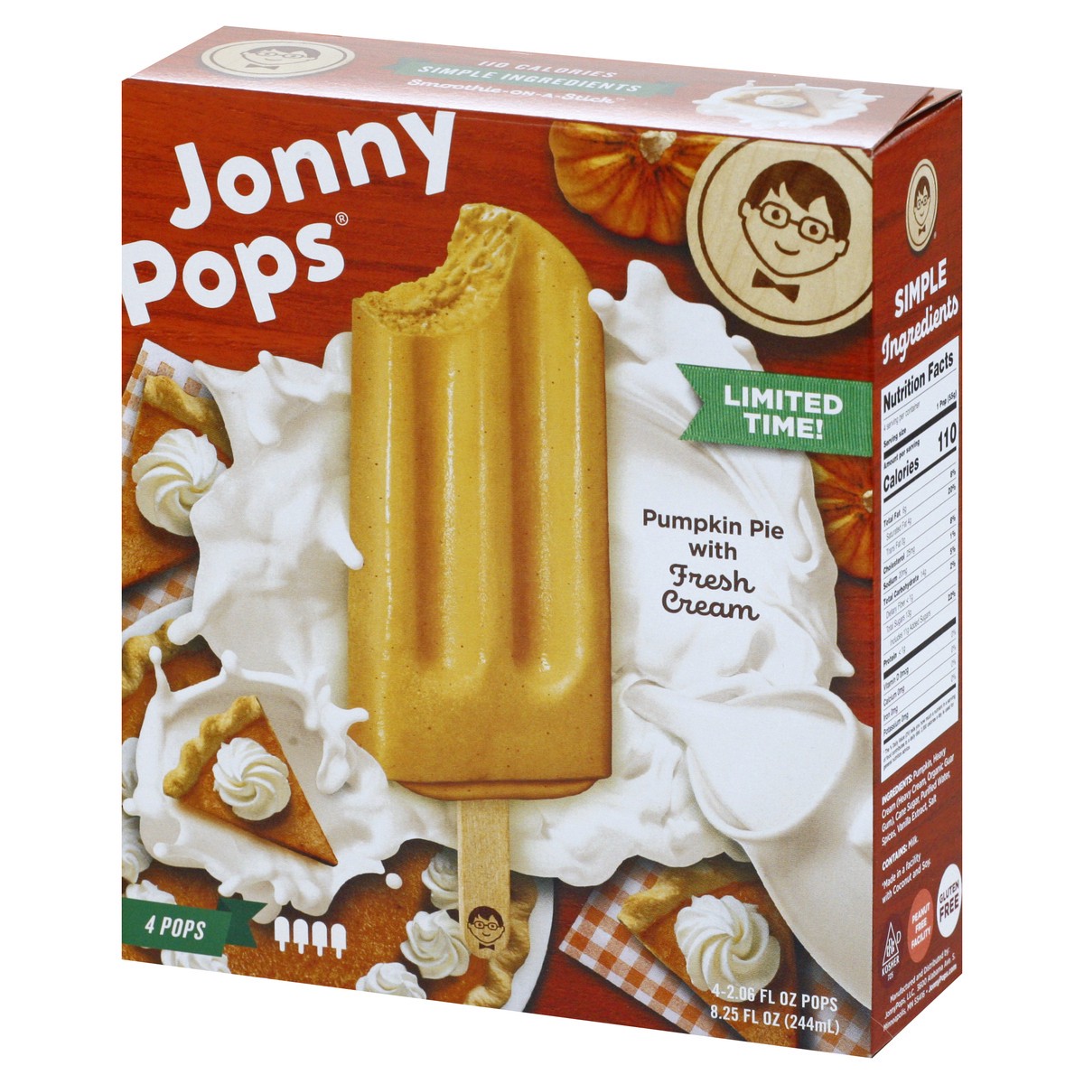 slide 2 of 9, Jonny Pops Pumpkin Pumpkin Pie Freezer Pop 4Ct, 8.24 oz