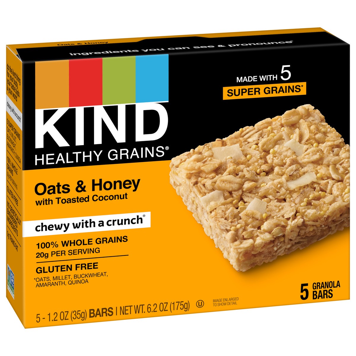 slide 2 of 8, KIND Healthy Grain Bars, Oats and Honey with Toasted Coconut, 5 ct
