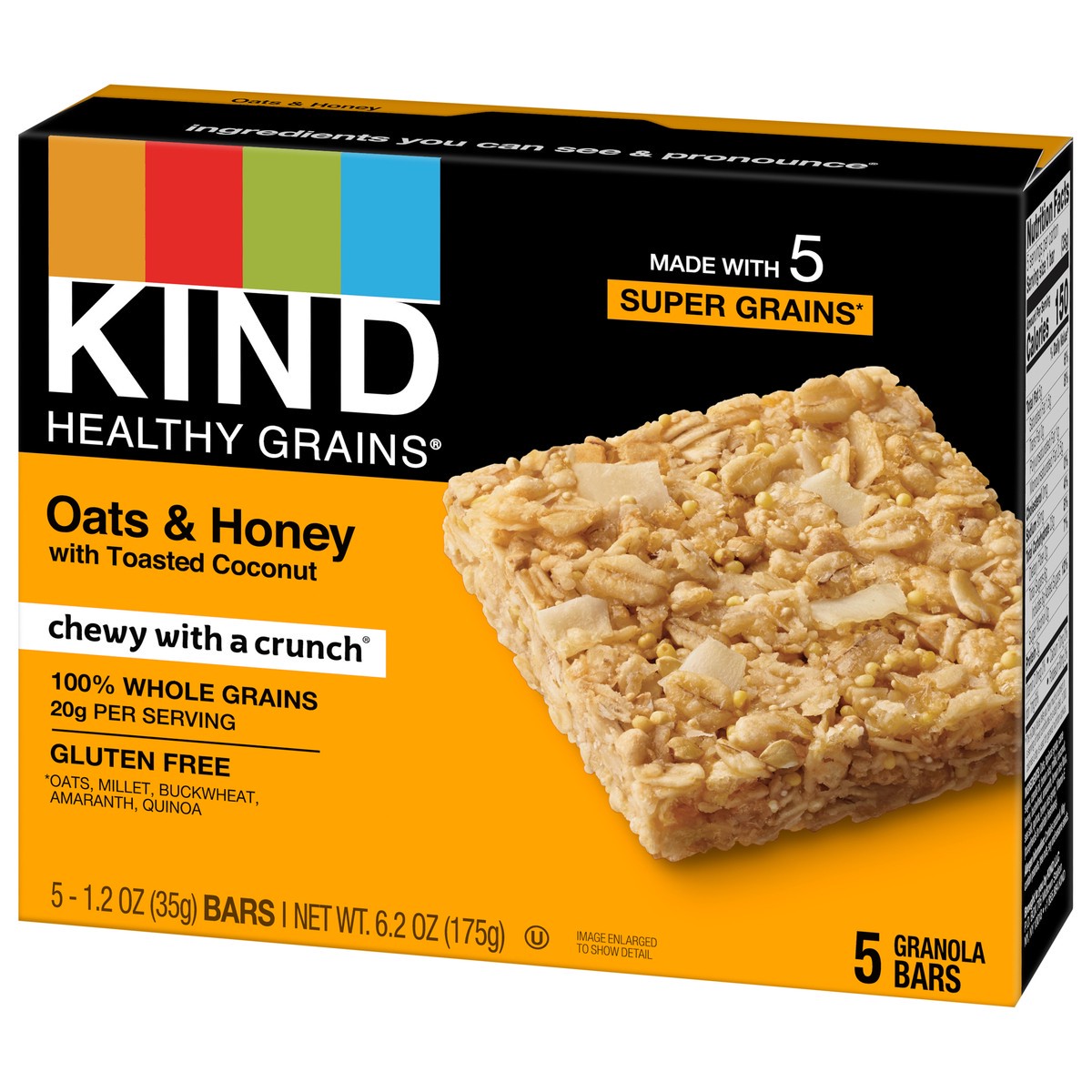 slide 3 of 8, KIND Healthy Grain Bars, Oats and Honey with Toasted Coconut, 5 ct