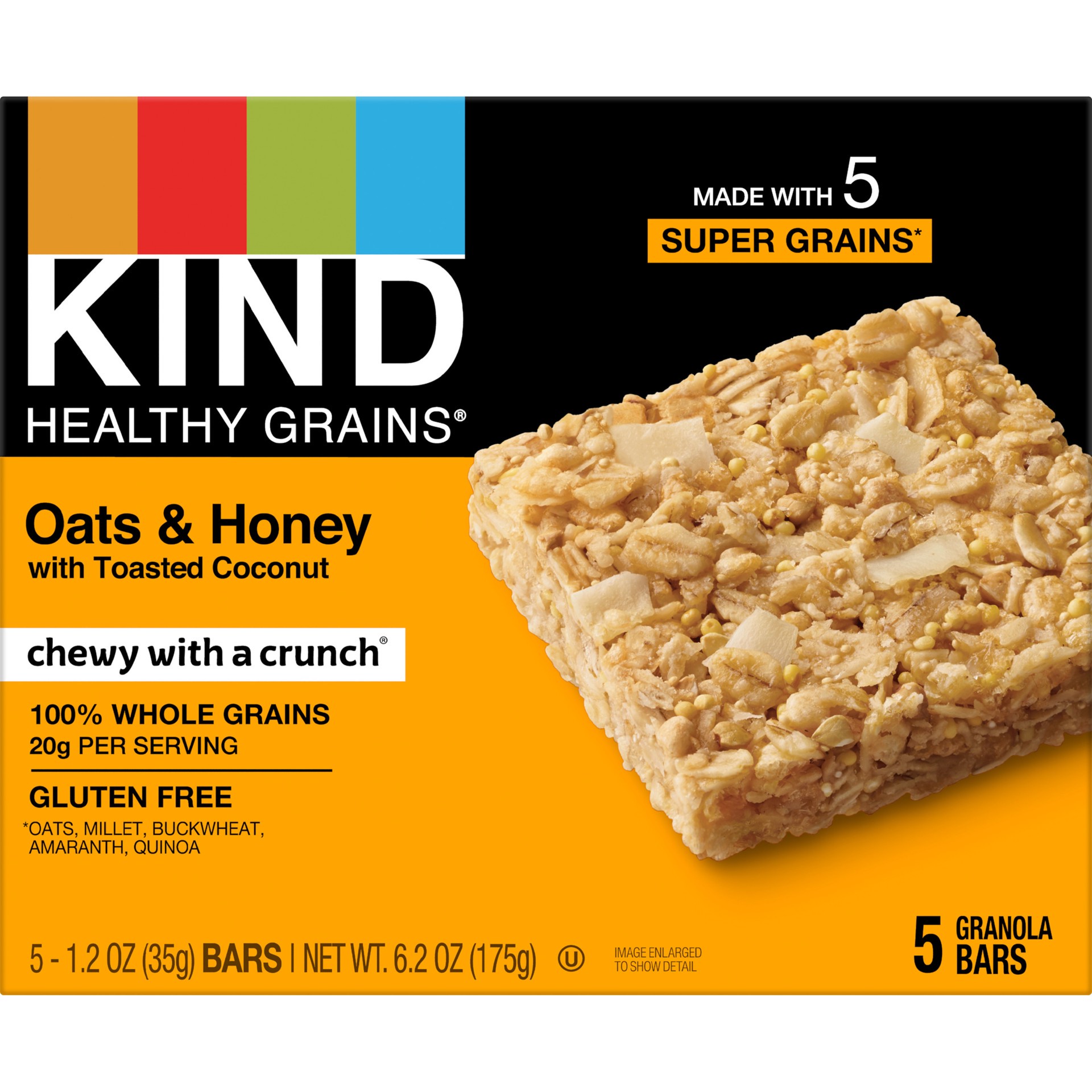 slide 1 of 8, KIND Healthy Grain Bars, Oats and Honey with Toasted Coconut, 0.40 lb