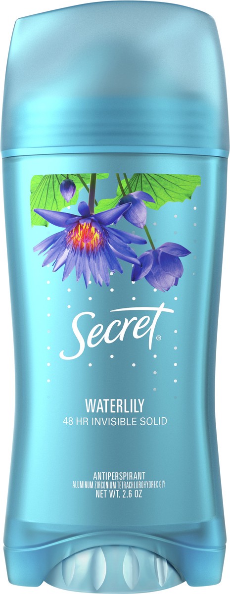 slide 3 of 7, Secret Invisible Solid Antiperspirant and Deodorant, Waterlily Scent, 2.6 oz, 2.6 oz