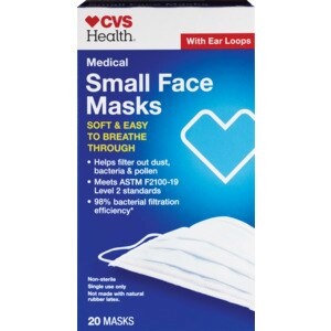 slide 1 of 1, CVS Health Small Surgical Face Masks, 20 Ct, 20 ct