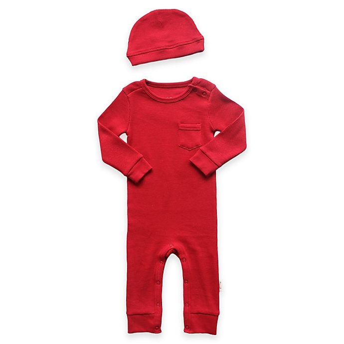 slide 1 of 1, Planet Cotton Newborn Cotton Thermal Coverall and Cap Set - Red, 2 ct