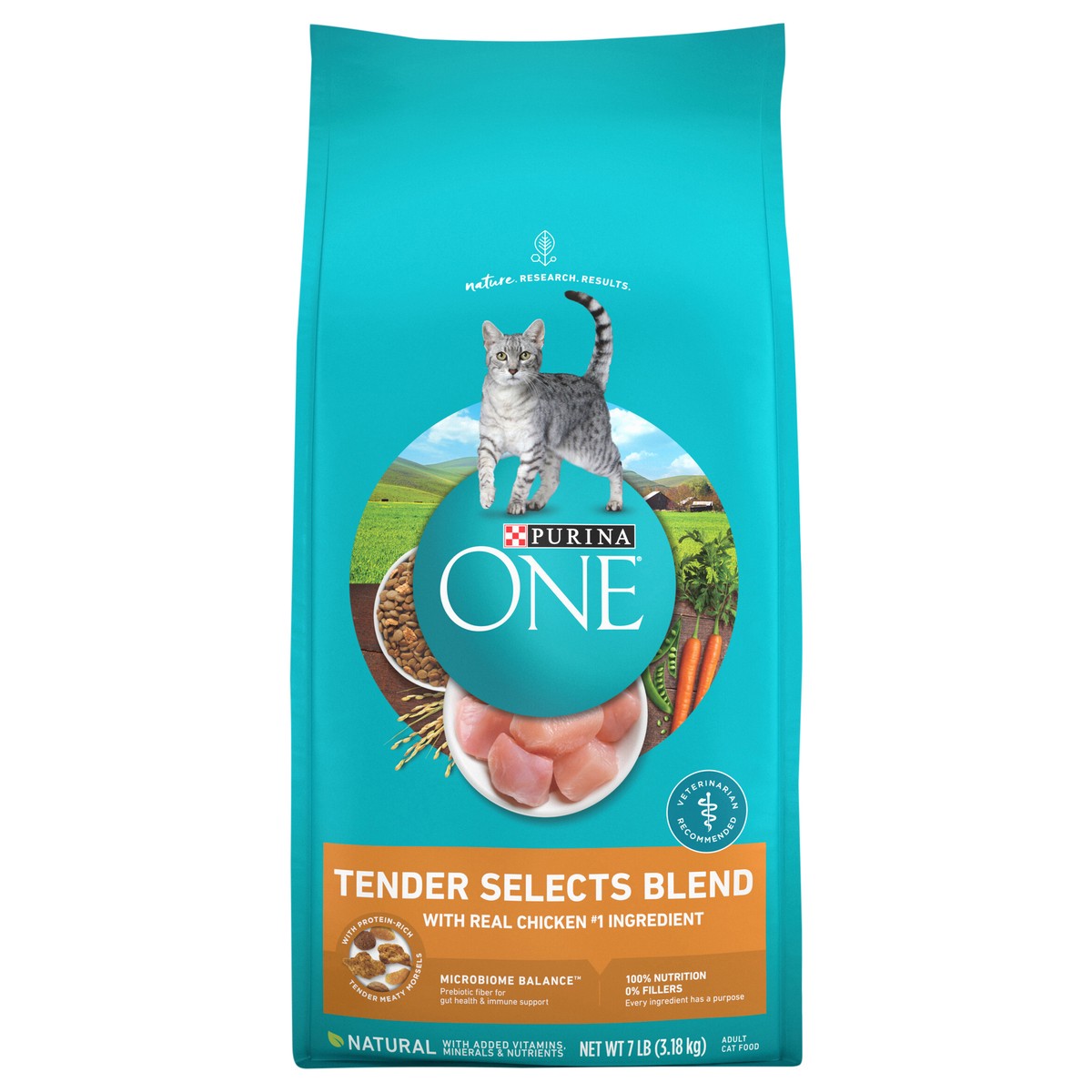 slide 1 of 8, Purina ONE Natural Dry Cat Food, Tender Selects Blend With Real Chicken - 7 lb. Bag, 7 lb