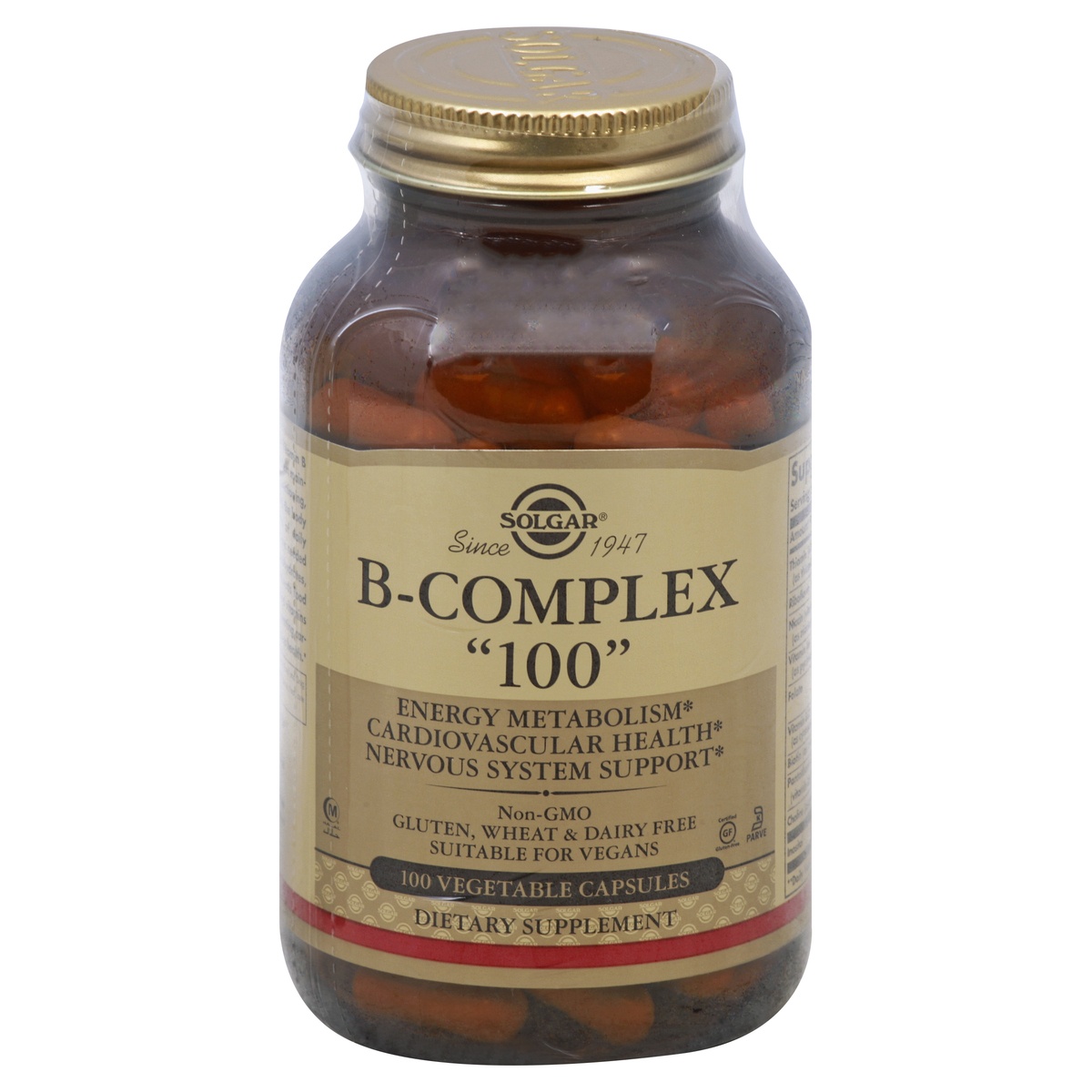 slide 1 of 1, Solgar B-Complex "100" Mg VegiCaps, 100 ct