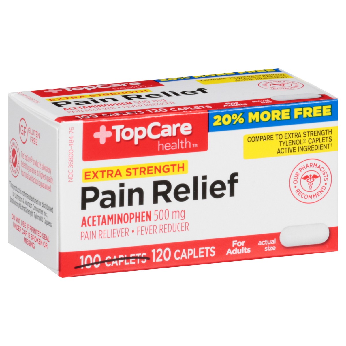 slide 6 of 14, TopCare Health 500 mg Extra Strength Pain Relief 120 Caplets, 120 ct