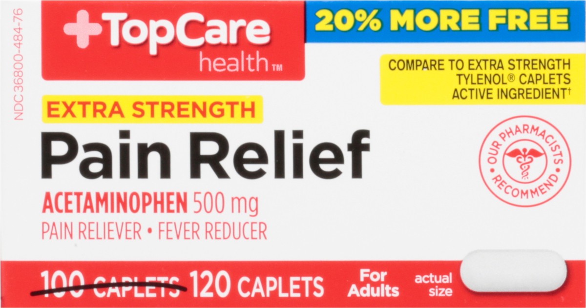 slide 9 of 14, TopCare Health 500 mg Extra Strength Pain Relief 120 Caplets, 120 ct