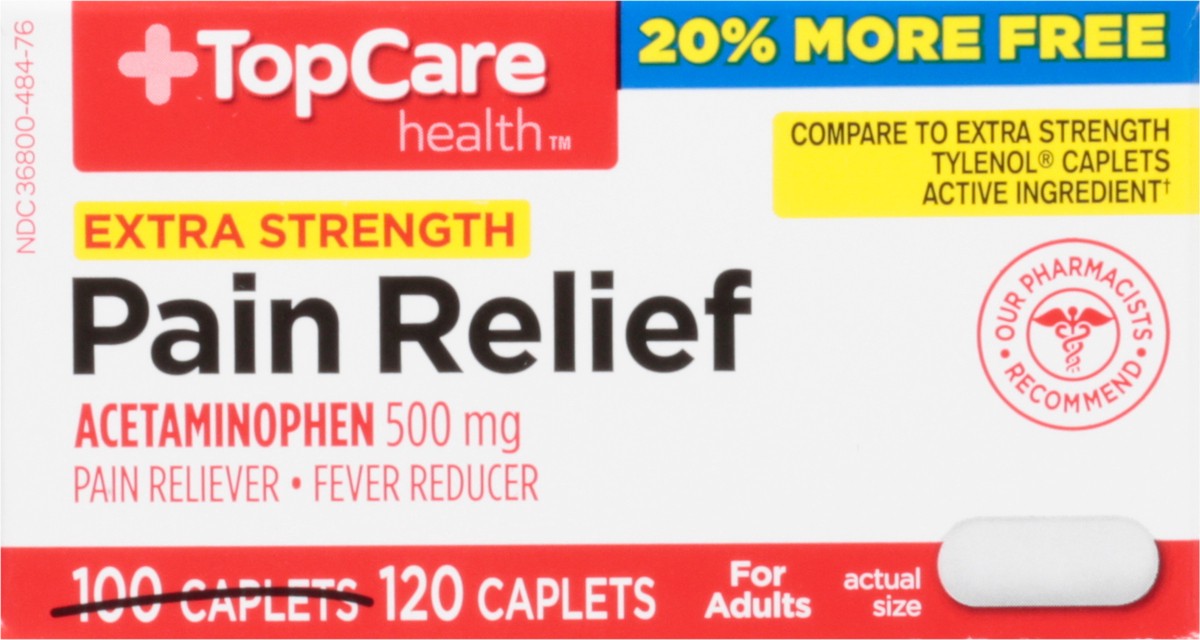 slide 12 of 14, TopCare Health 500 mg Extra Strength Pain Relief 120 Caplets, 120 ct