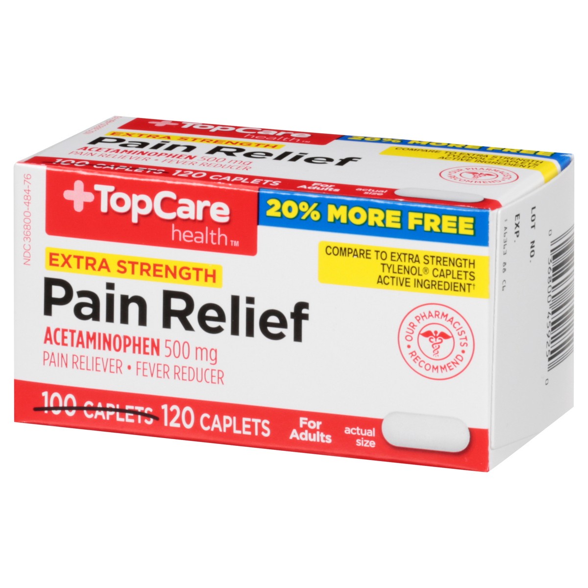 slide 14 of 14, TopCare Health 500 mg Extra Strength Pain Relief 120 Caplets, 120 ct