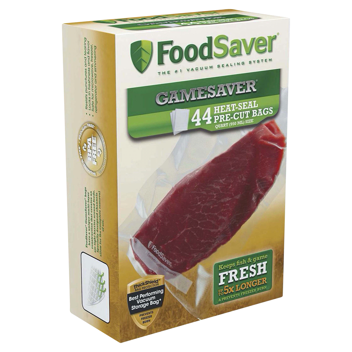 slide 1 of 5, FoodSaver GameSaver Quart Vacuum-Seal Bags, 44 ct